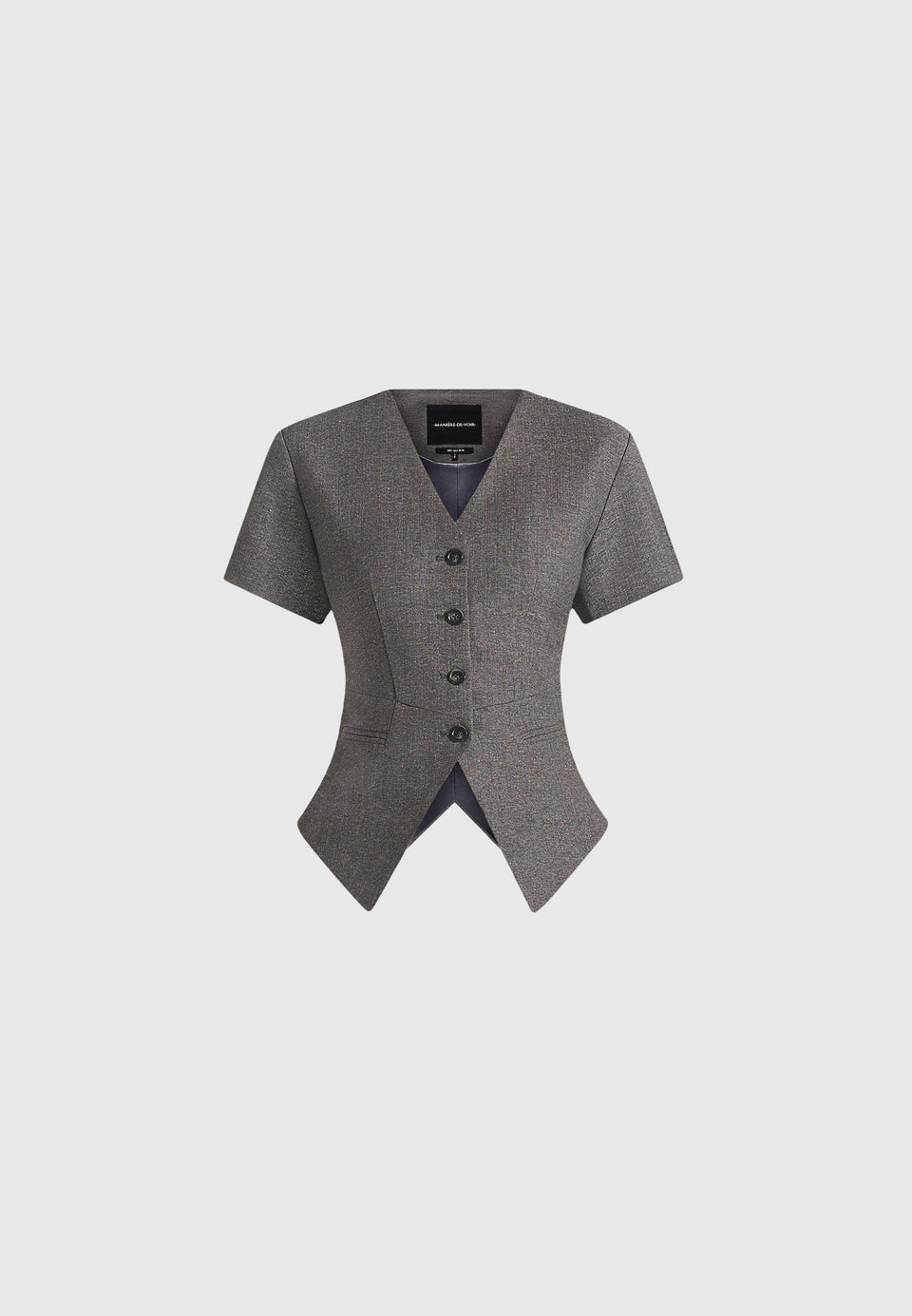 Yolanda - Tailored Peplum Waistcoat - Grey Speckle