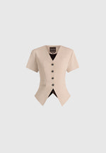 Yolanda - Tailored Peplum Waistcoat - Beige