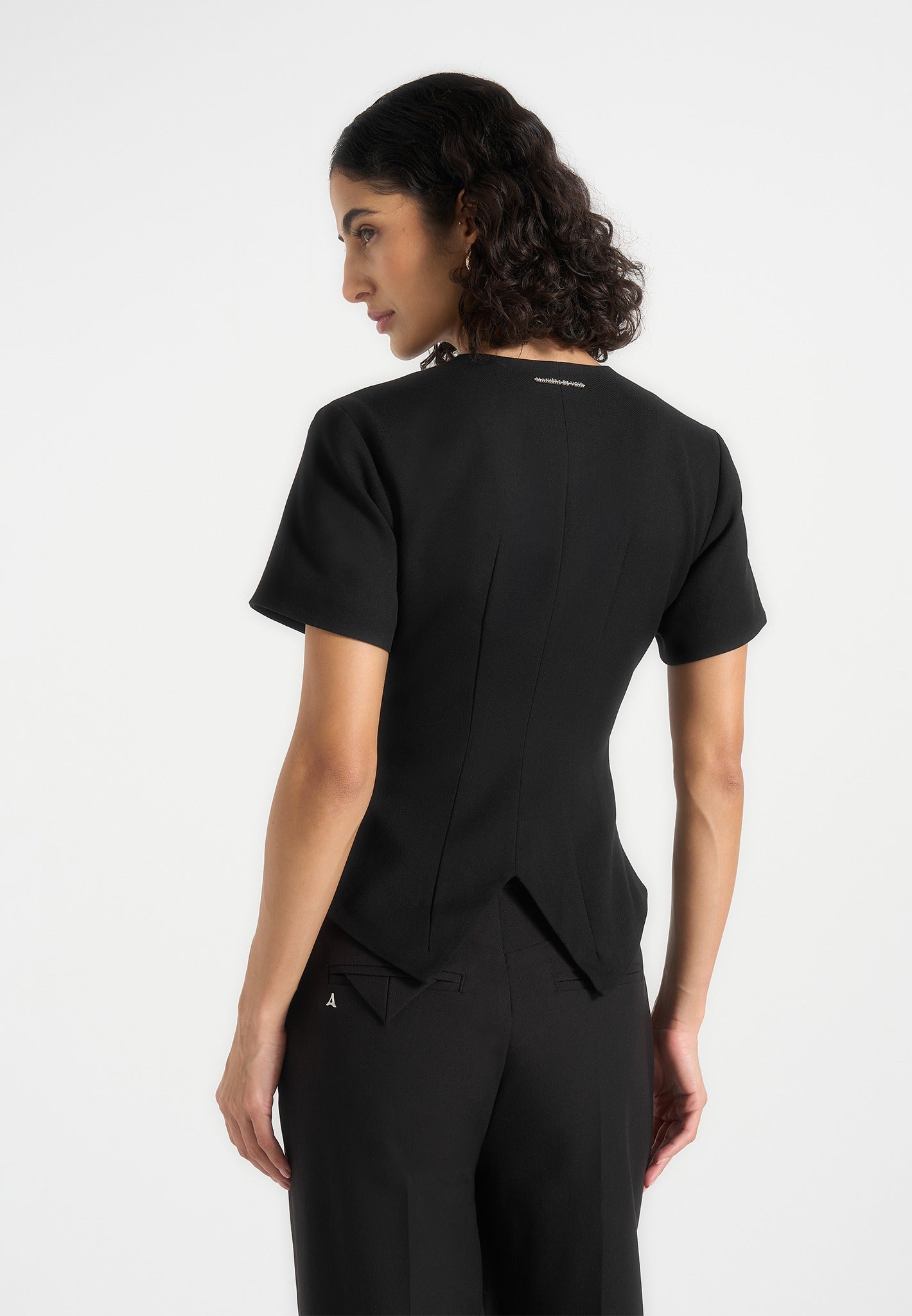 Yolanda - Tailored Peplum Waistcoat - Black