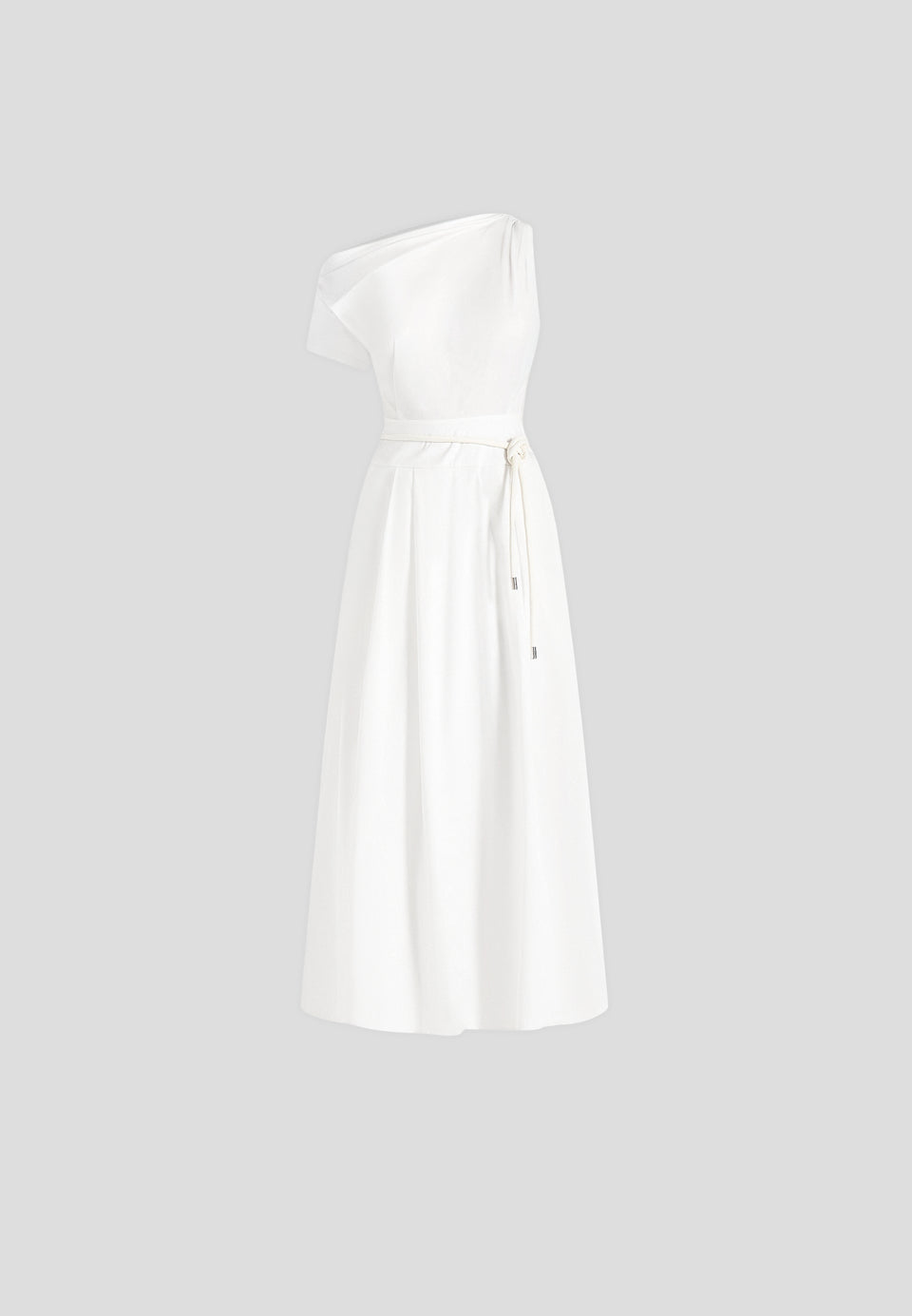Yara - Asym Tie-Waist Cotton Midi Dress - White