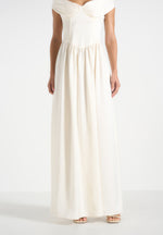 Sia - Off-Shoulder Satin Corset Maxi Dress - Ivory