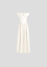Sia - Off-Shoulder Satin Corset Maxi Dress - Ivory