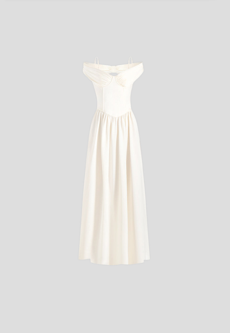 Sia - Off-Shoulder Satin Corset Maxi Dress - Ivory