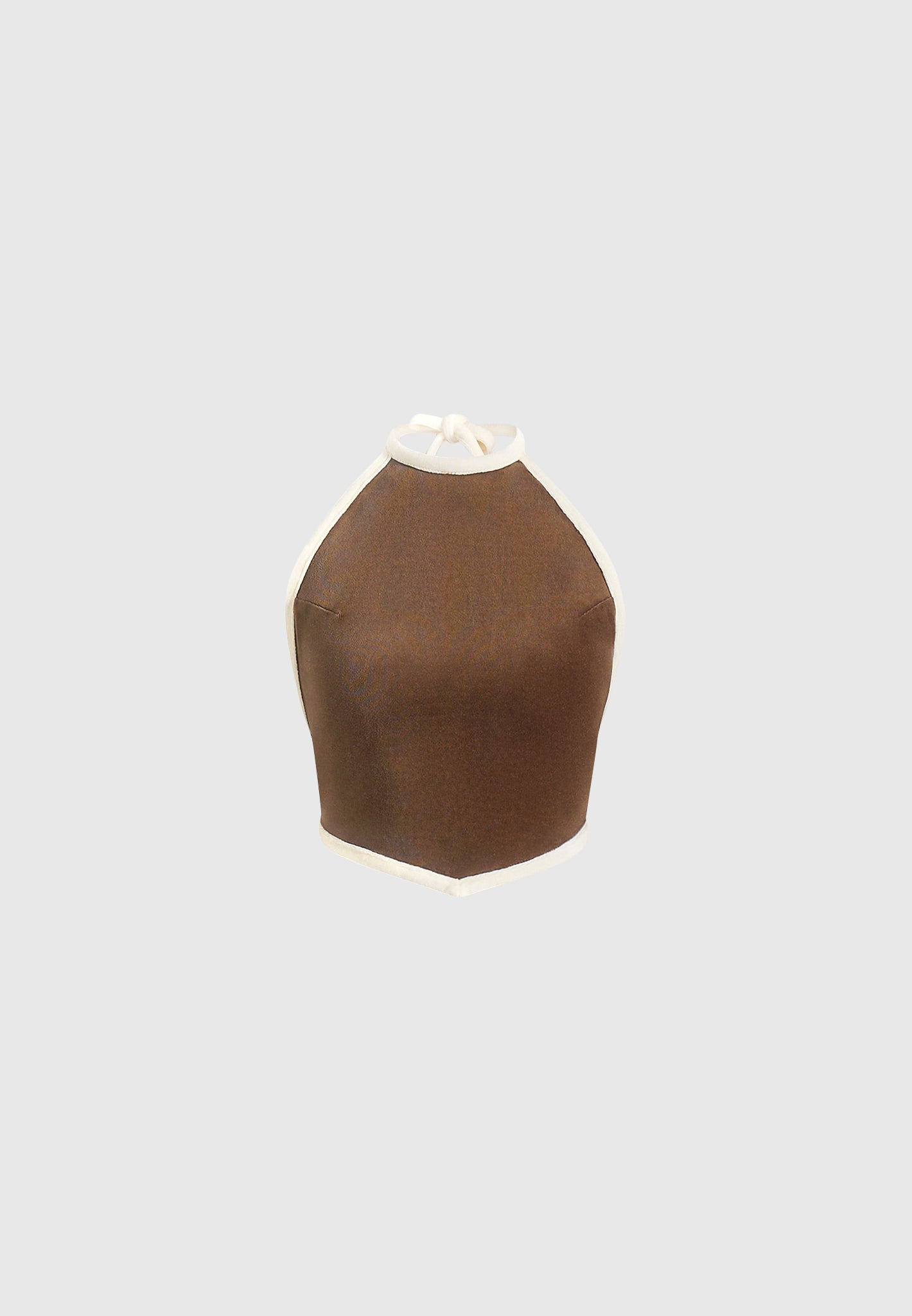 Malena - Contrast Velour Halter Top - Brown