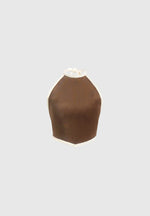 Malena - Contrast Velour Halter Top - Brown