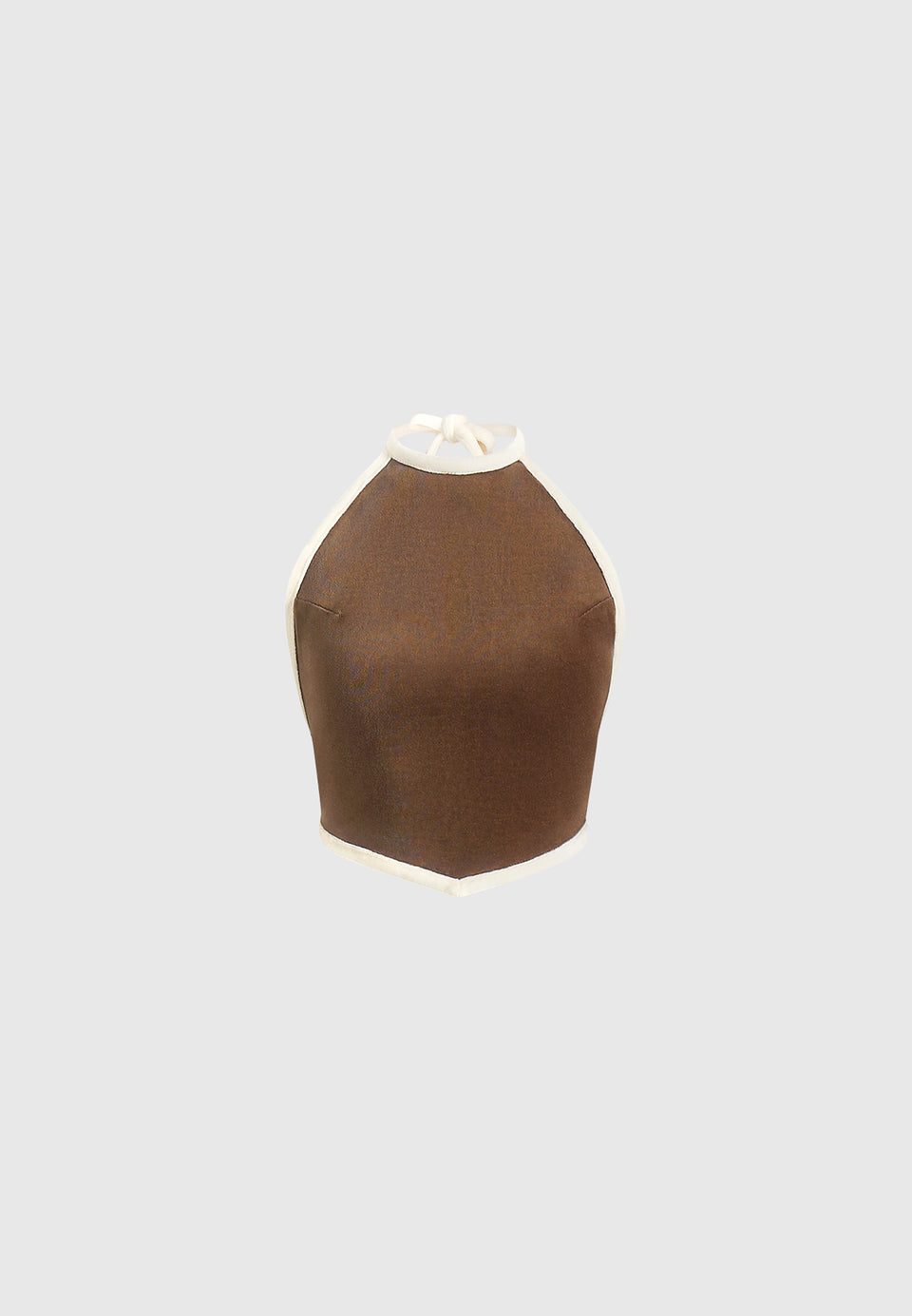 Malena - Contrast Velour Halter Top - Brown