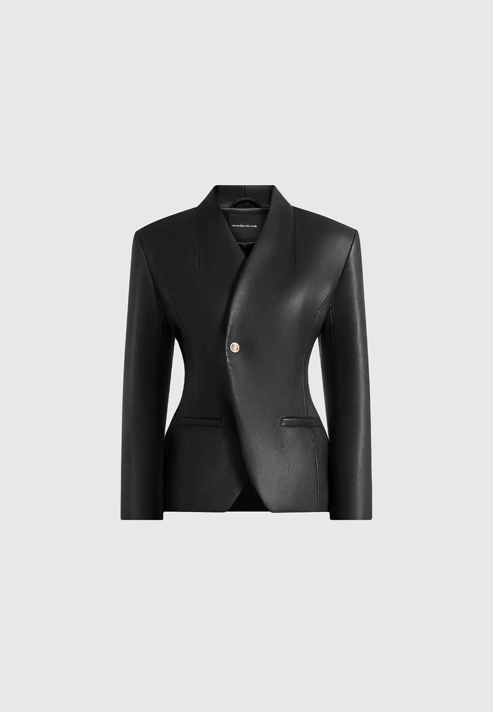 Ina - Leather Cinched Waist Kimono Blazer - Black