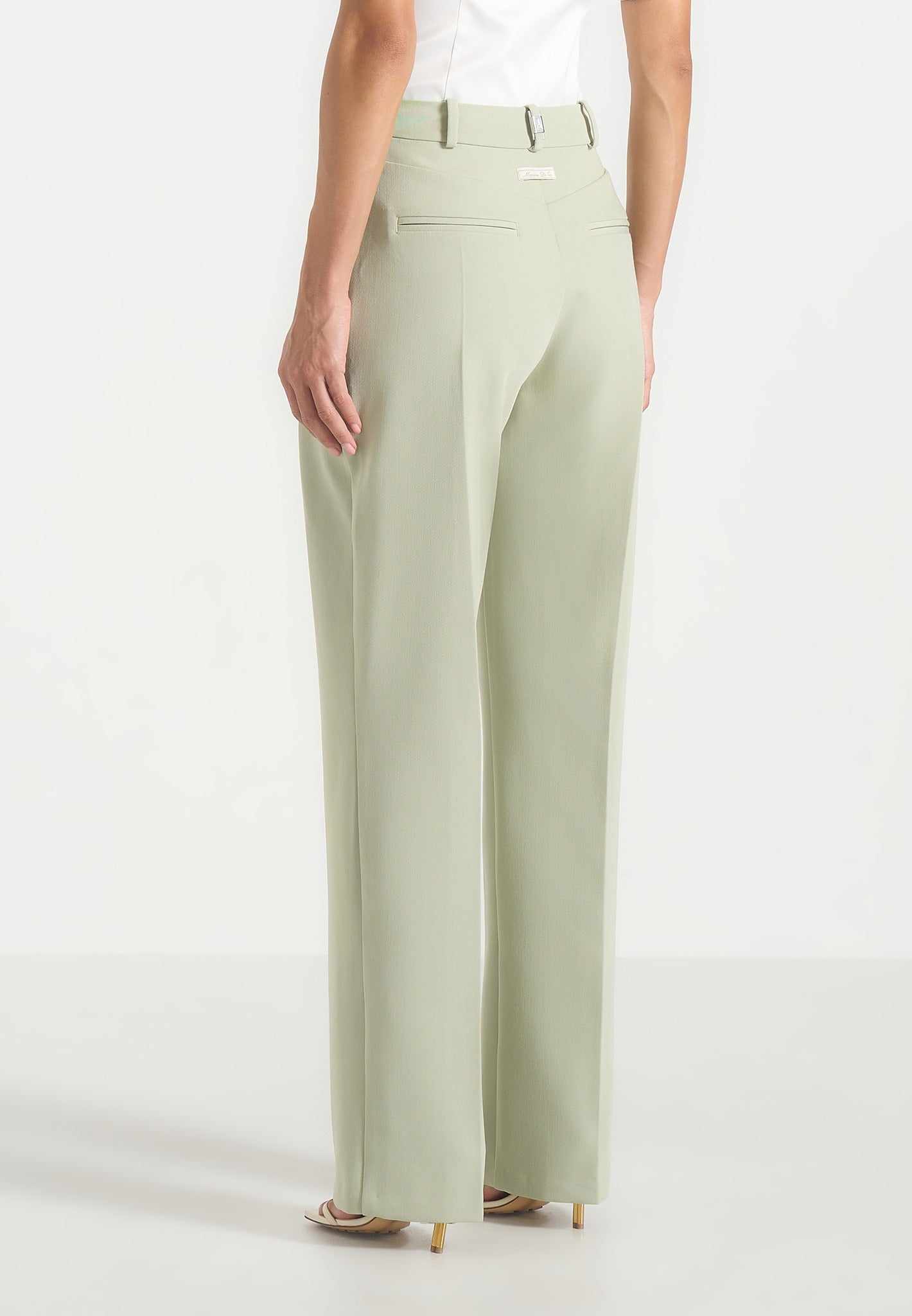 Julie - Tailored Twin Pleat Trousers - Sage