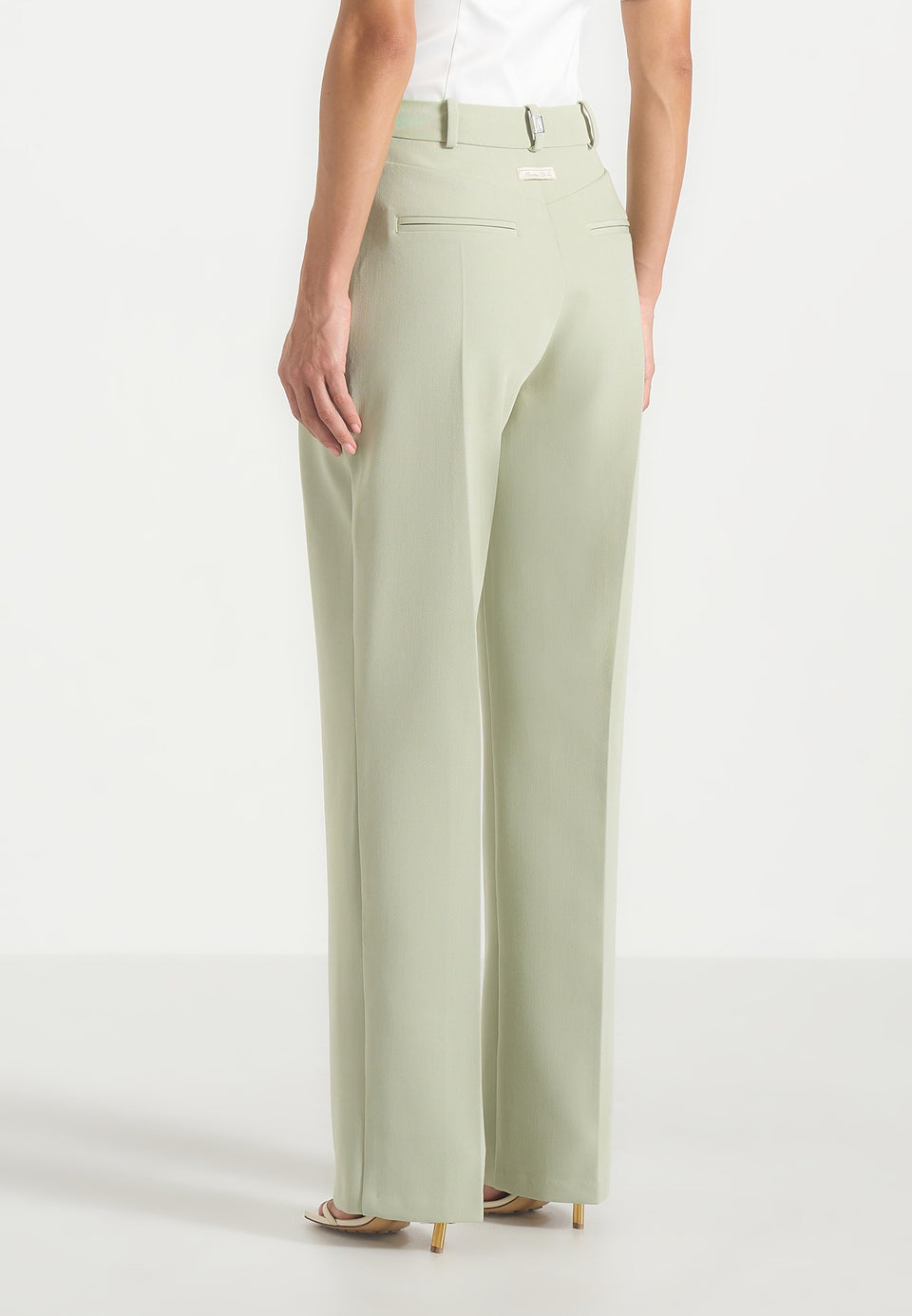 Julie - Tailored Twin Pleat Trousers - Sage