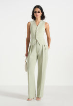 Christine - Tailored Cinched Waistcoat - Sage