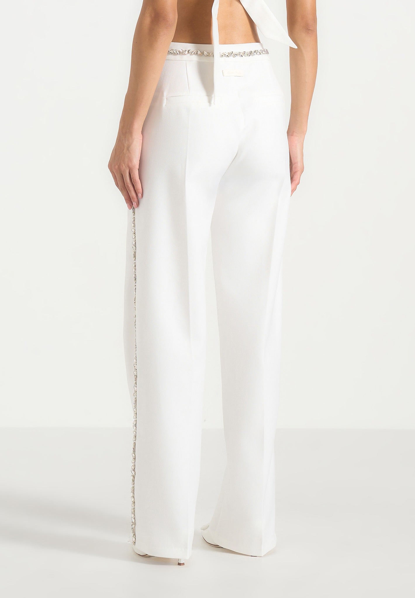 Patricia - Embellished Tailored Trousers - White