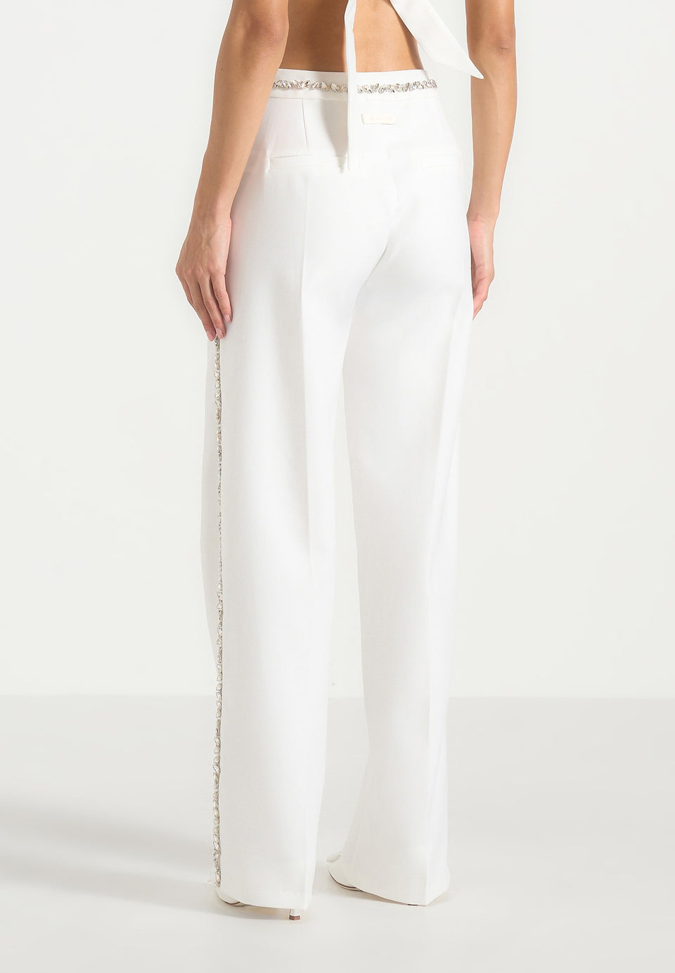 Patricia - Embellished Tailored Trousers - White