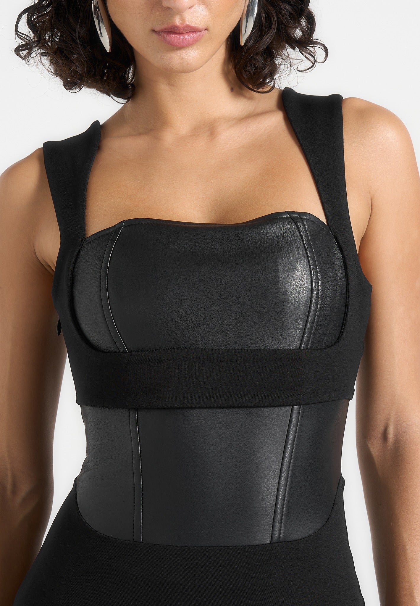 Layered Corset Mini Dress - Black