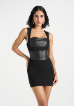Layered Corset Mini Dress - Black