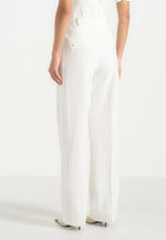 Julie - Pinstripe Twin Pleat Tailored Trousers - White