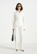 Sonia - Pinstripe Angled Shirt - White