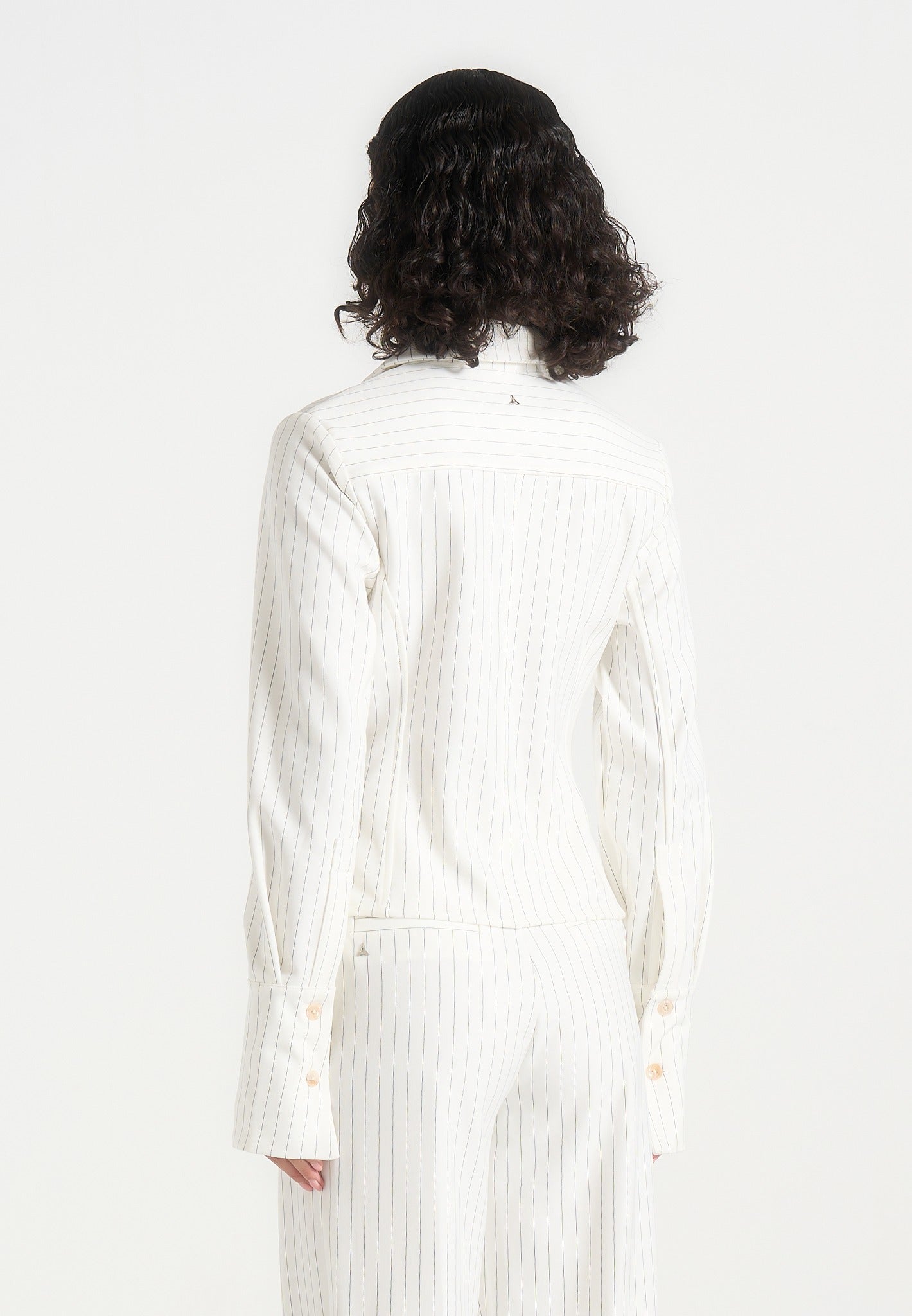 Sonia - Pinstripe Angled Shirt - White