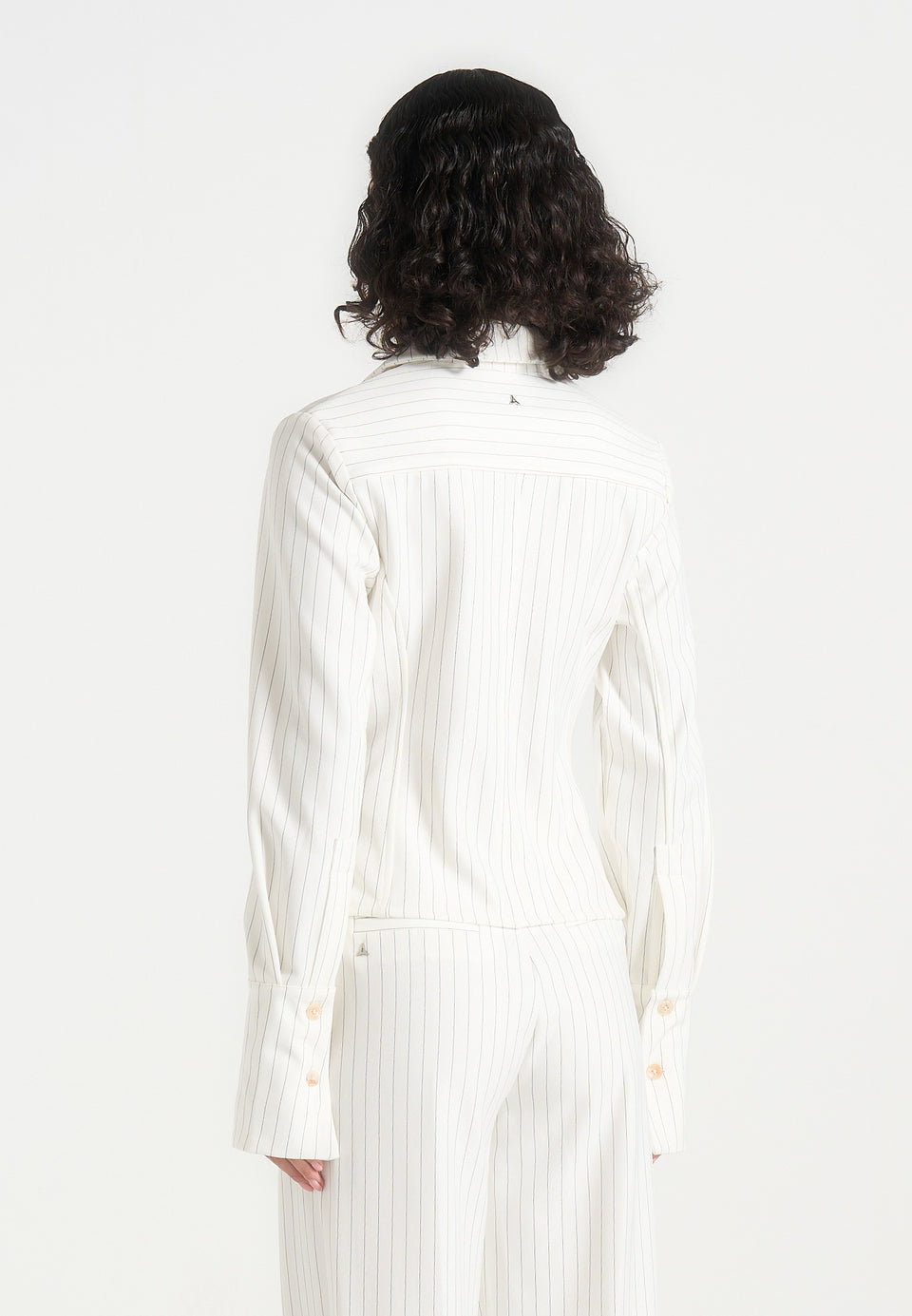 Sonia - Pinstripe Angled Shirt - White