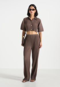 Lila - Pleated Wide-Leg Trousers - Brown