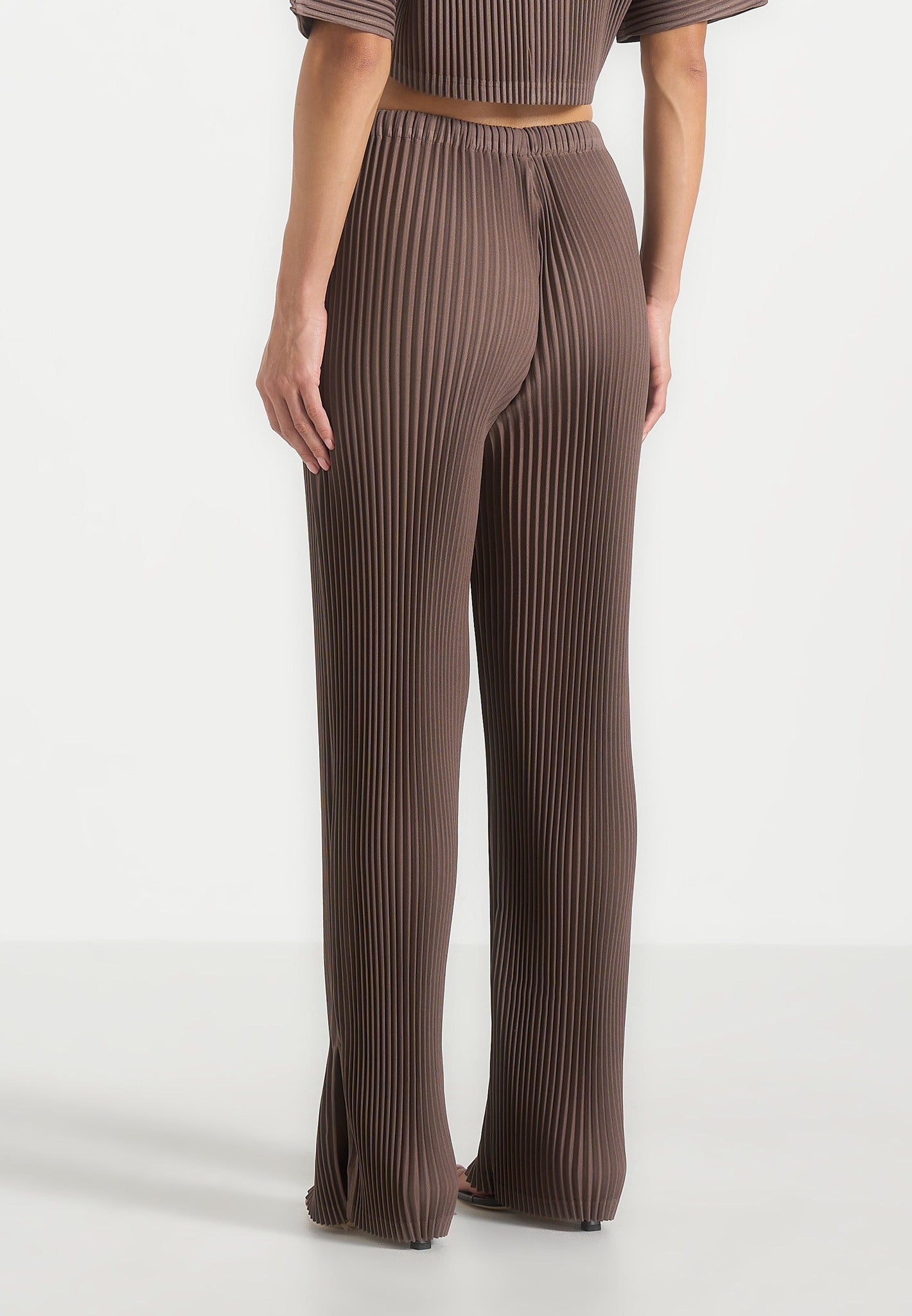 Lila - Pleated Wide-Leg Trousers - Brown