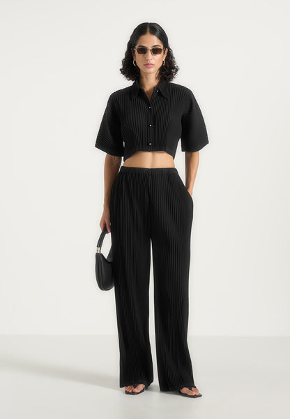 Lila - Pleated Wide-Leg Trousers - Black | Manière De Voir
