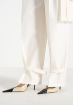 Danielle - Tailored Pleated Cargo Trousers - Off White