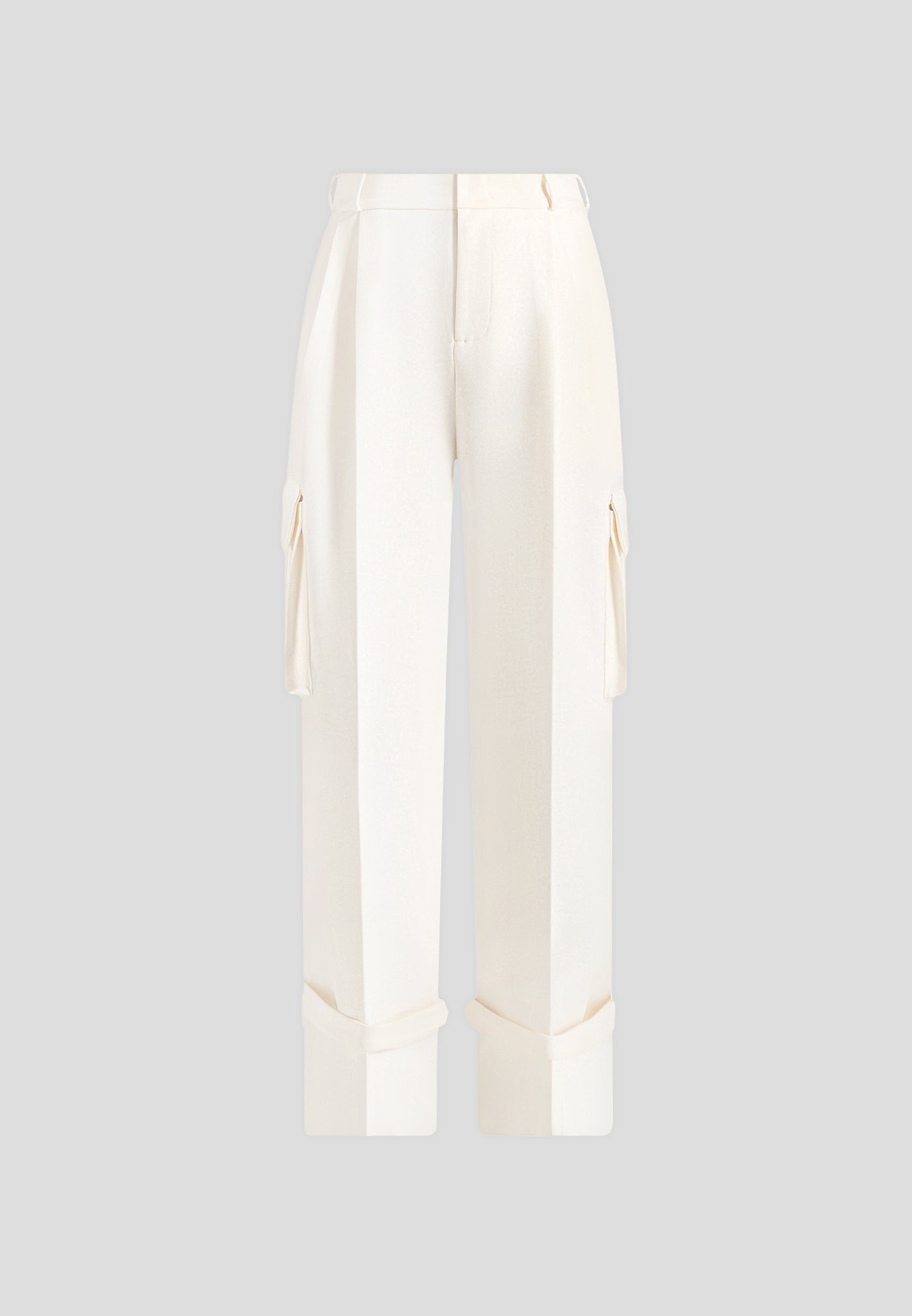 Danielle - Tailored Pleated Cargo Trousers - Off White