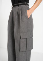 Danielle - Tailored Pleated Cargo Trousers - Grey Marl