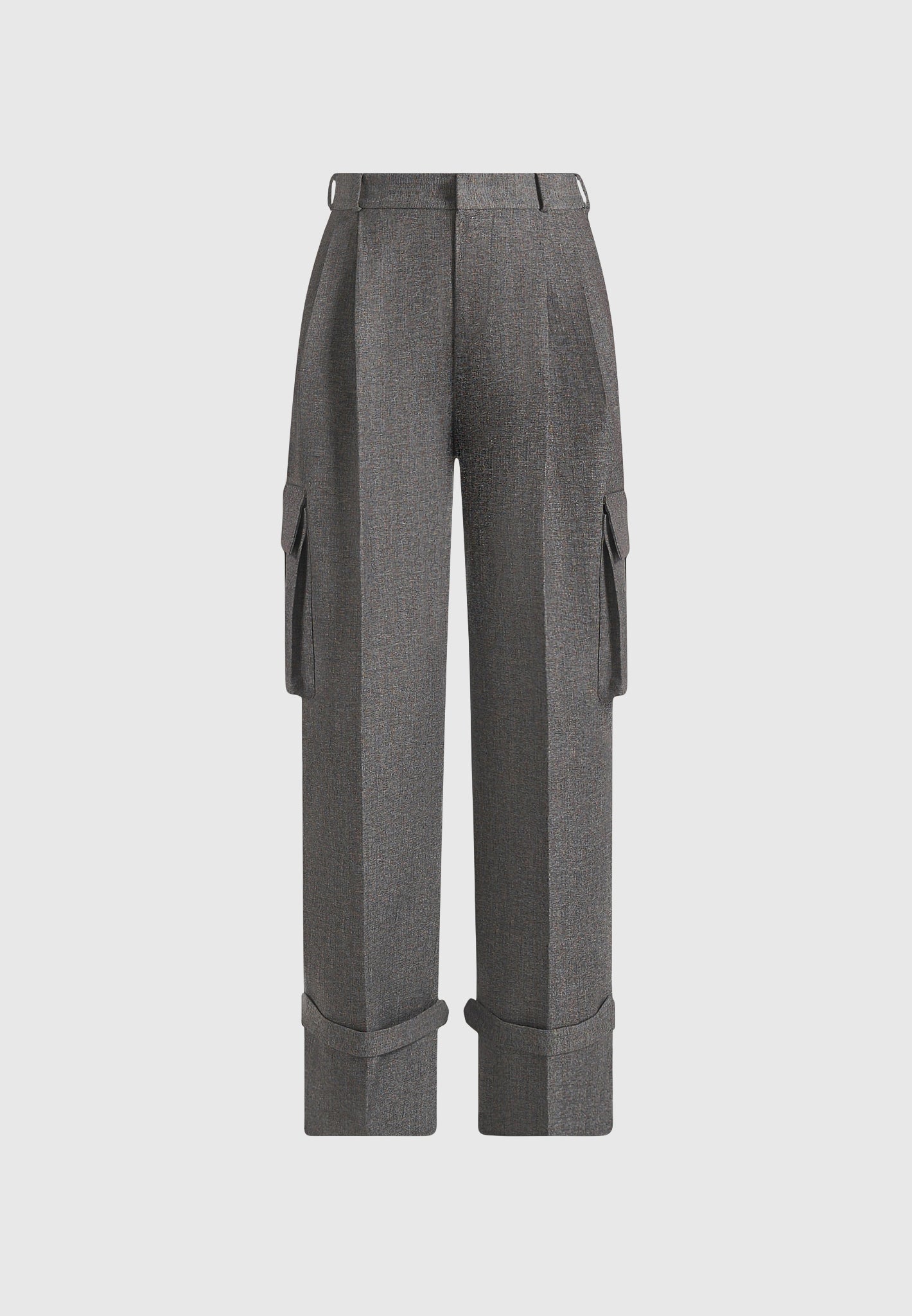Danielle - Tailored Pleated Cargo Trousers - Grey Marl