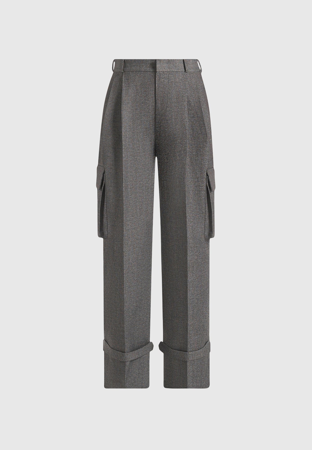 Danielle - Tailored Pleated Cargo Trousers - Grey Marl