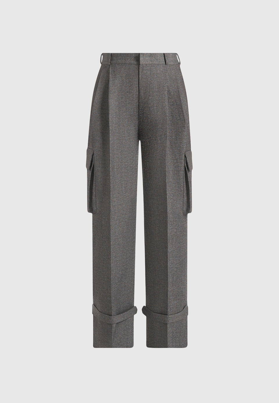 Danielle - Tailored Pleated Cargo Trousers - Grey Marl