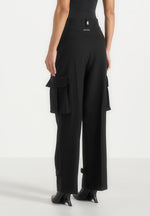 Danielle - Tailored Pleated Cargo Trousers - Black