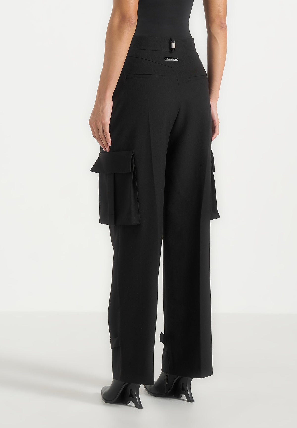 Danielle - Tailored Pleated Cargo Trousers - Black