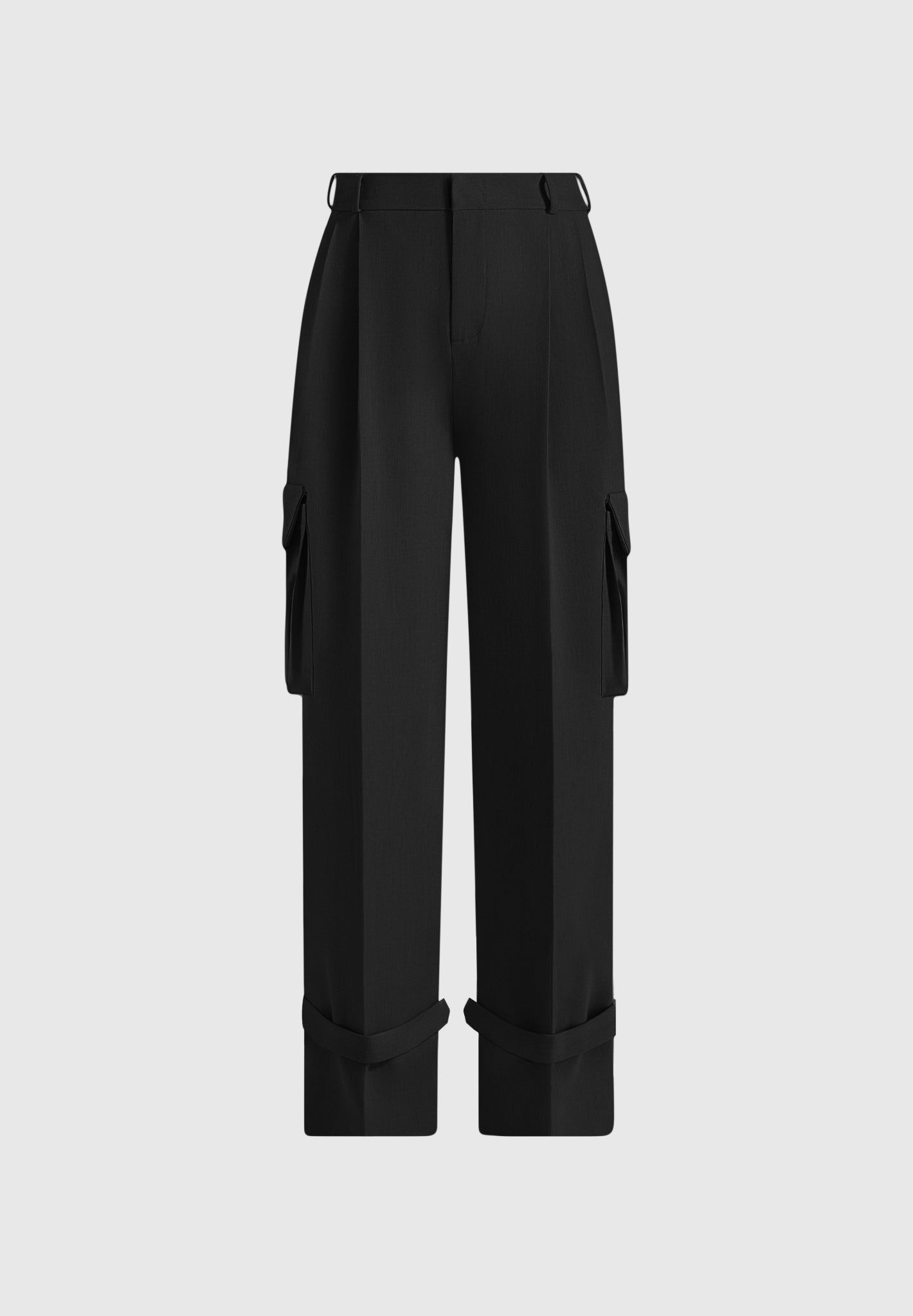 Danielle - Tailored Pleated Cargo Trousers - Black