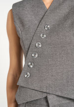 Laurence - Tailored Asym Wrap Waistcoat - Grey Marl