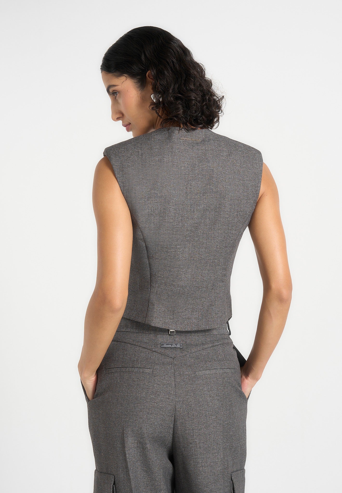 Laurence - Tailored Asym Wrap Waistcoat - Grey Marl