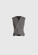 Laurence - Tailored Asym Wrap Waistcoat - Grey Marl