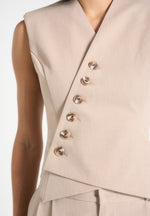 Laurence - Tailored Asym Wrap Waistcoat - Beige