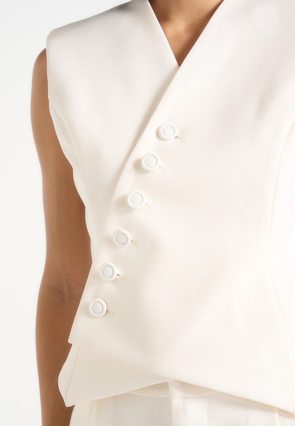 Laurence - Tailored Asym Wrap Waistcoat - Off White