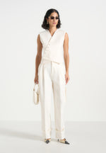 Laurence - Tailored Asym Wrap Waistcoat - Off White