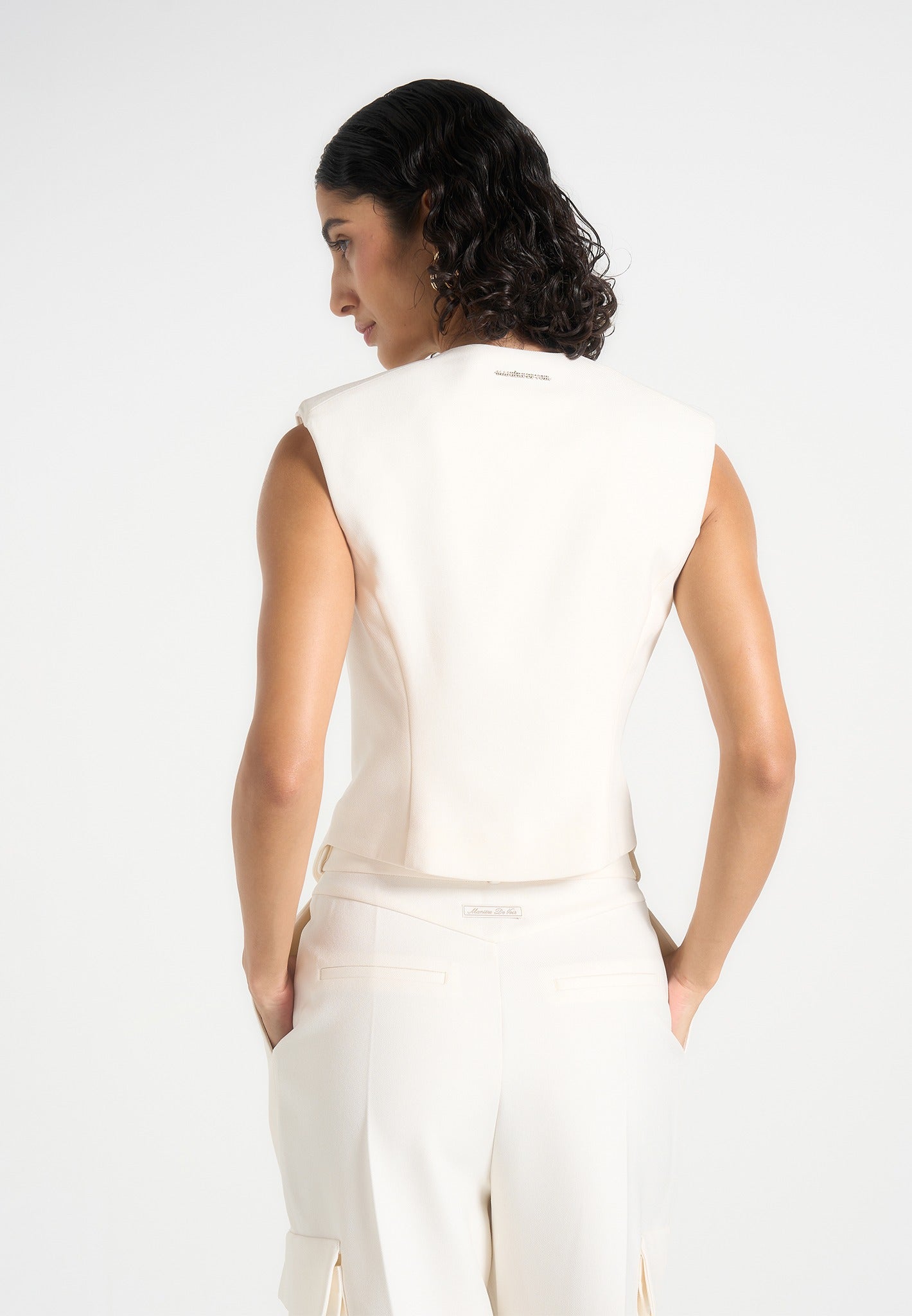 Laurence - Tailored Asym Wrap Waistcoat - Off White