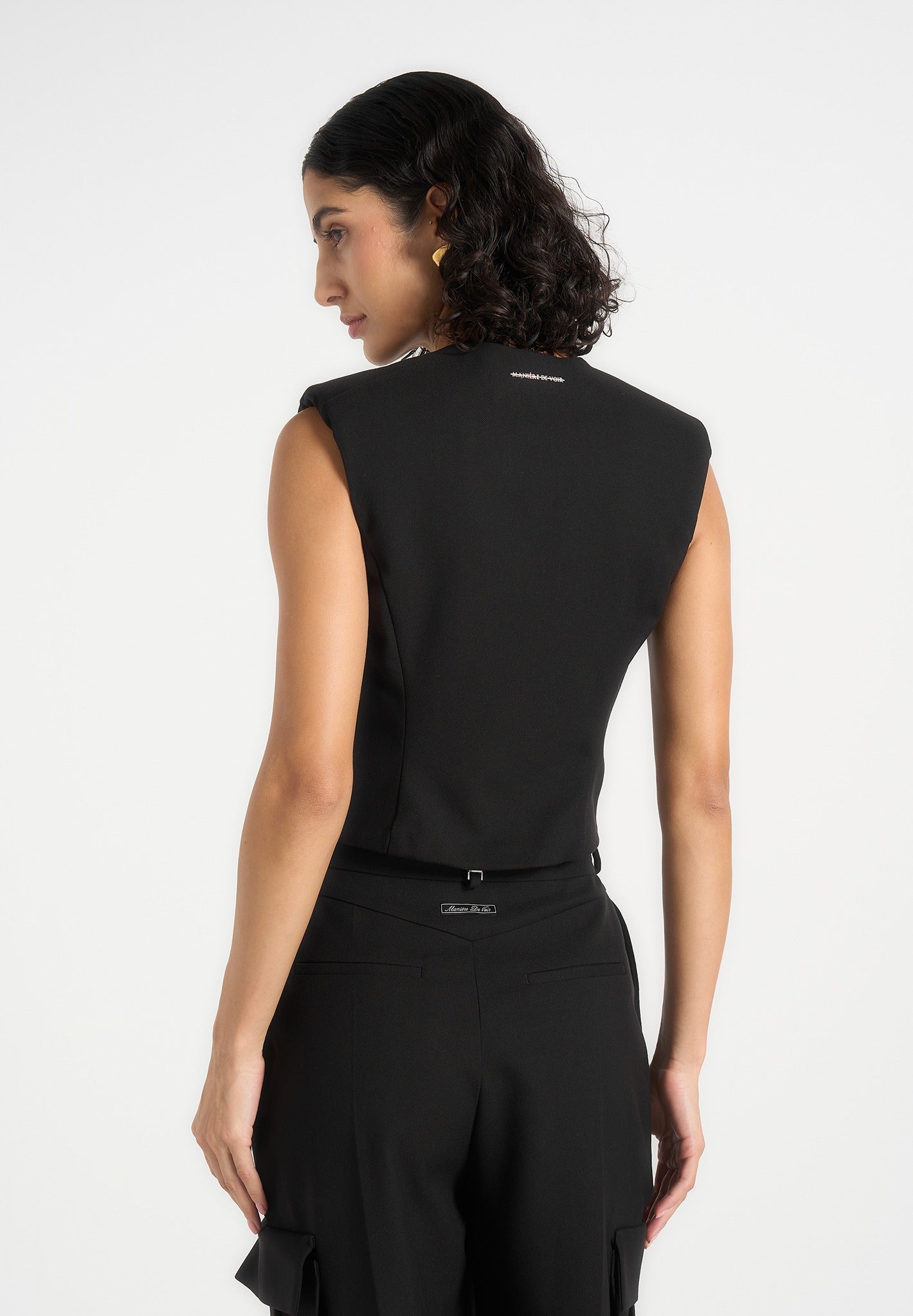 Laurence -  Tailored Asym Wrap Waistcoat - Black