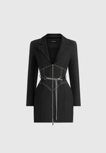 Corset Blazer Dress with Chain - Black