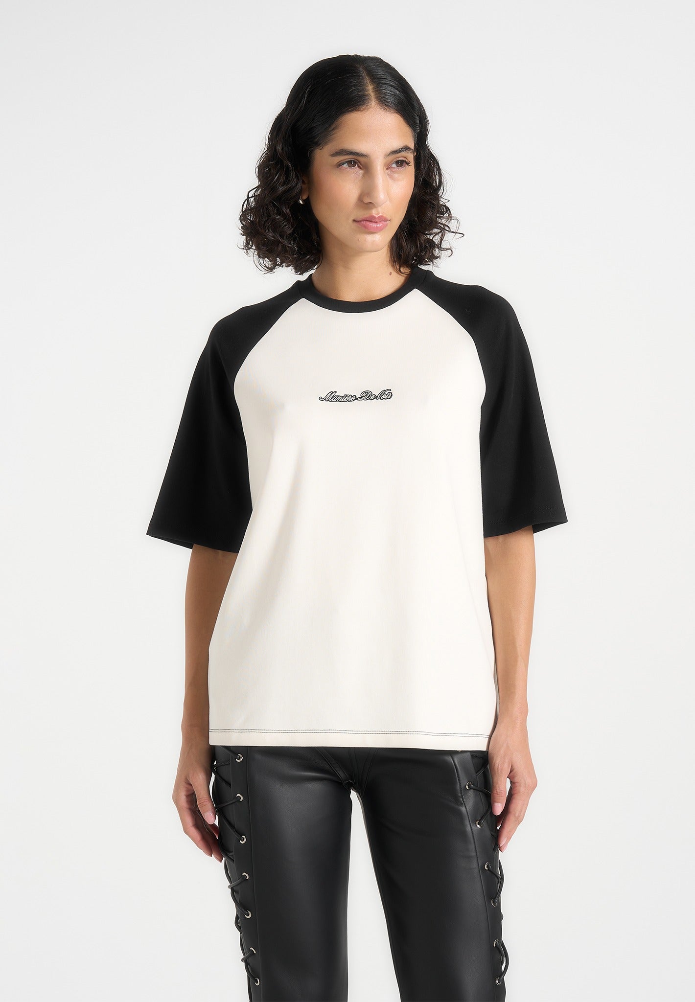 Unisex Signature Raglan Cotton T-Shirt - White/Black