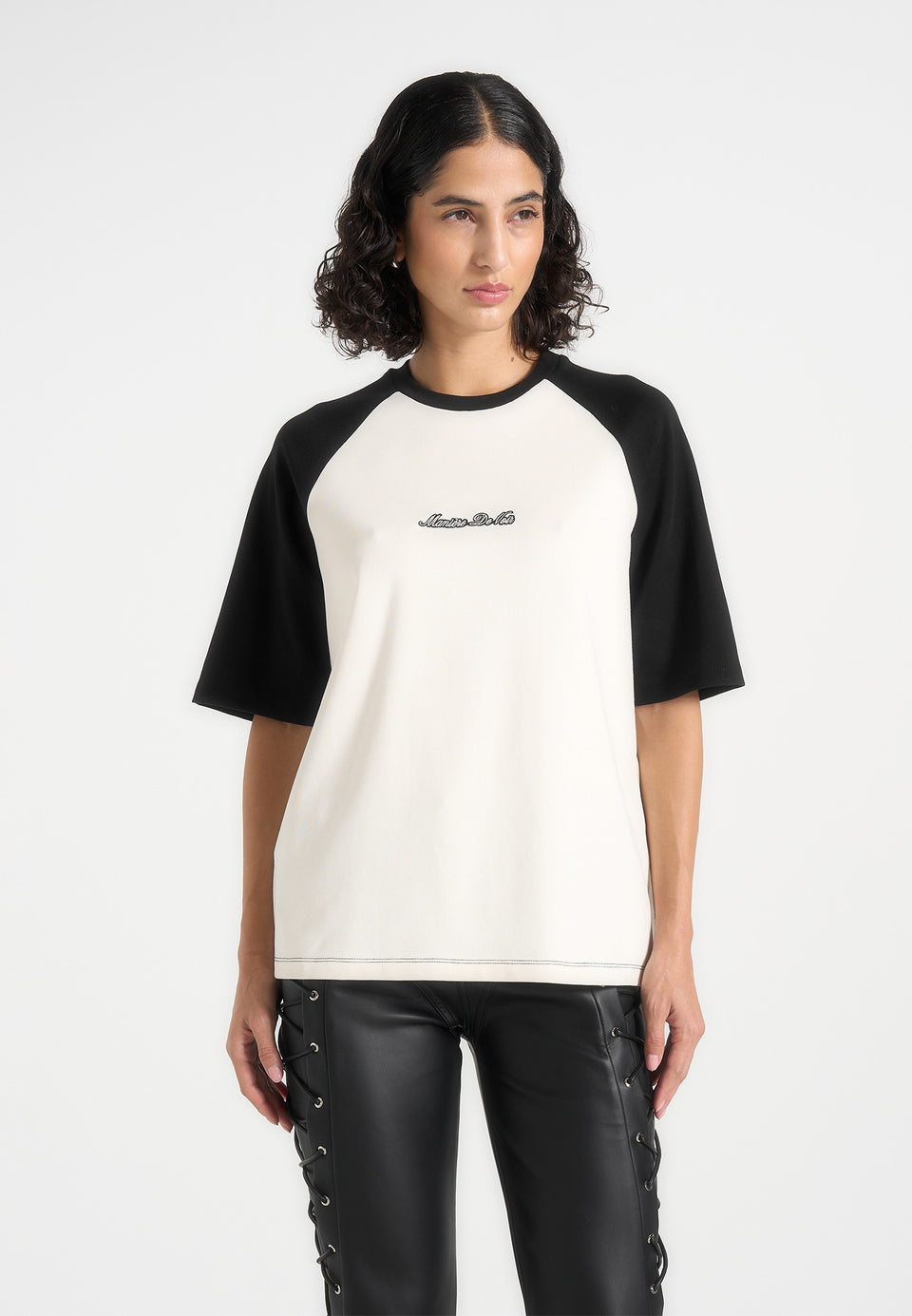 Unisex Signature Raglan Cotton T-Shirt - White/Black