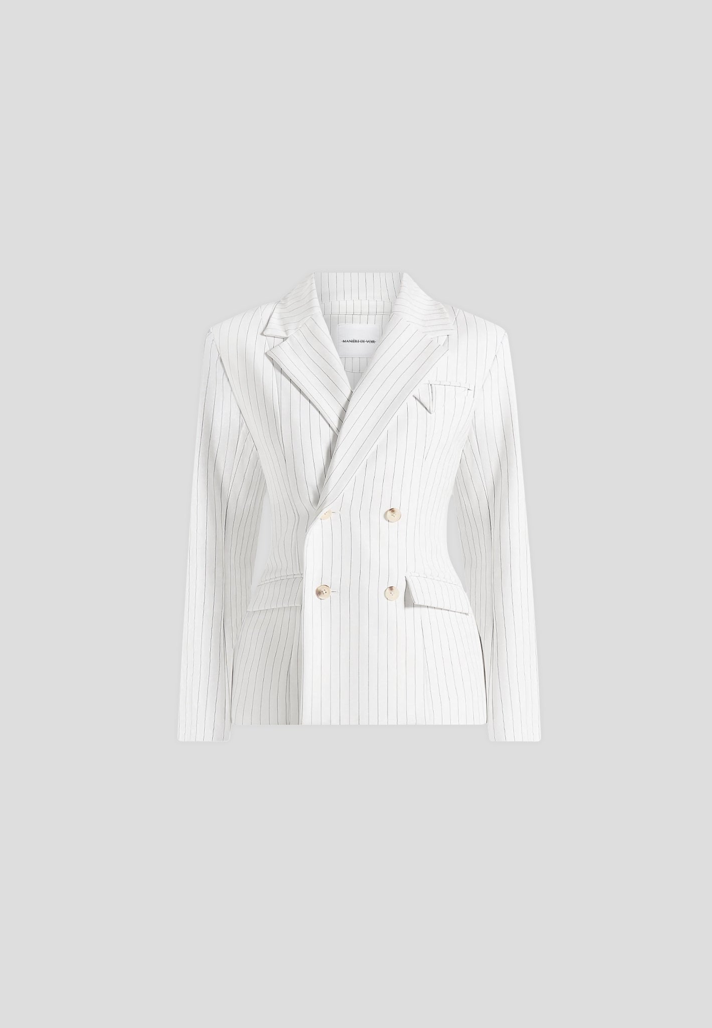 Maia - Pinstripe Double Breasted Blazer - White