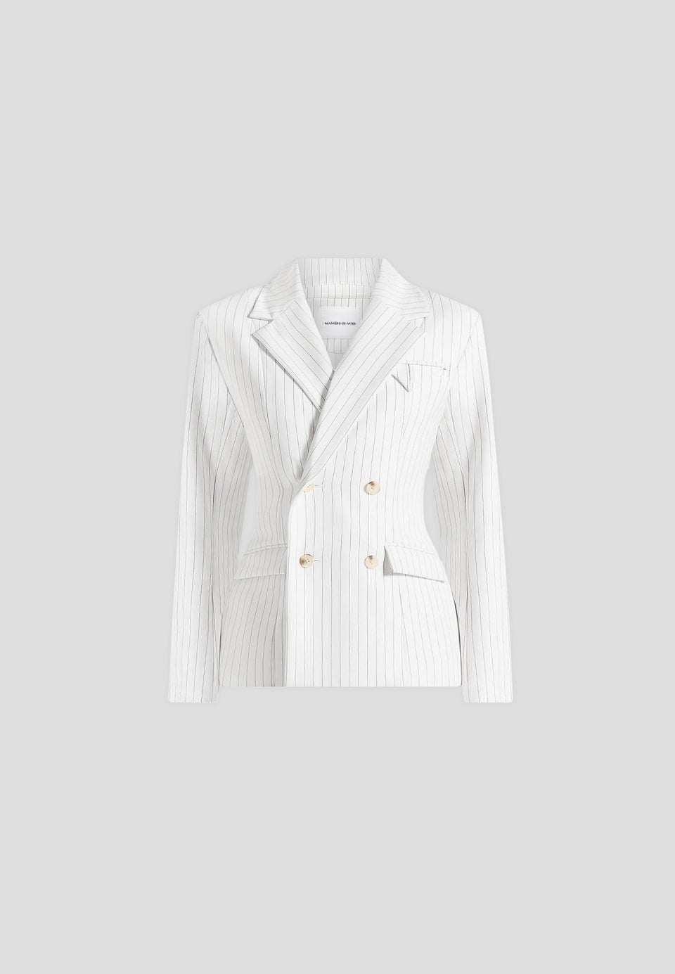 Maia - Pinstripe Double Breasted Blazer - White
