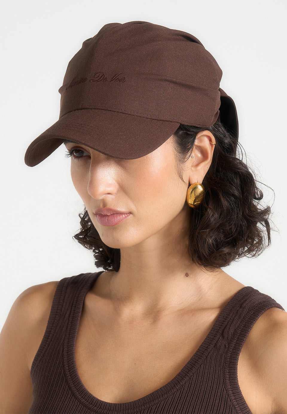 Arianne - Linen Bandana Cap - Brown