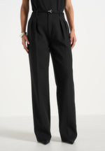 Julie - Tailored Twin Pleat Trousers - Black