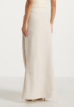 Holly - Linen Asymmetric Wrap Tie Maxi Skirt - Natural